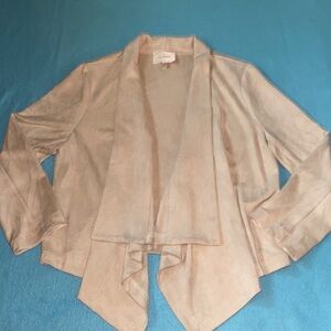SKIES ARE BLUE suede faux cardigan blazer jacket waterfall open front size M